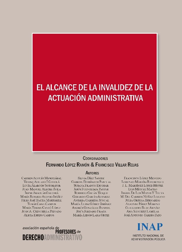 Actas del XII Congreso de la Asociación Española de Profesores de Derecho Administrativo. El alcance de la invalidez de la actuación administrativa